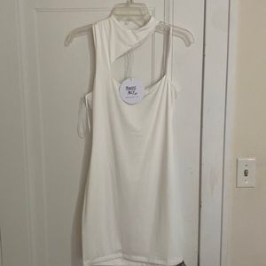 White cut out fitted mini dress